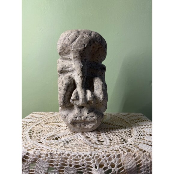Vintage MCM Stone Abstract Tiki Head Decor 8x4" - Picture 8 of 13